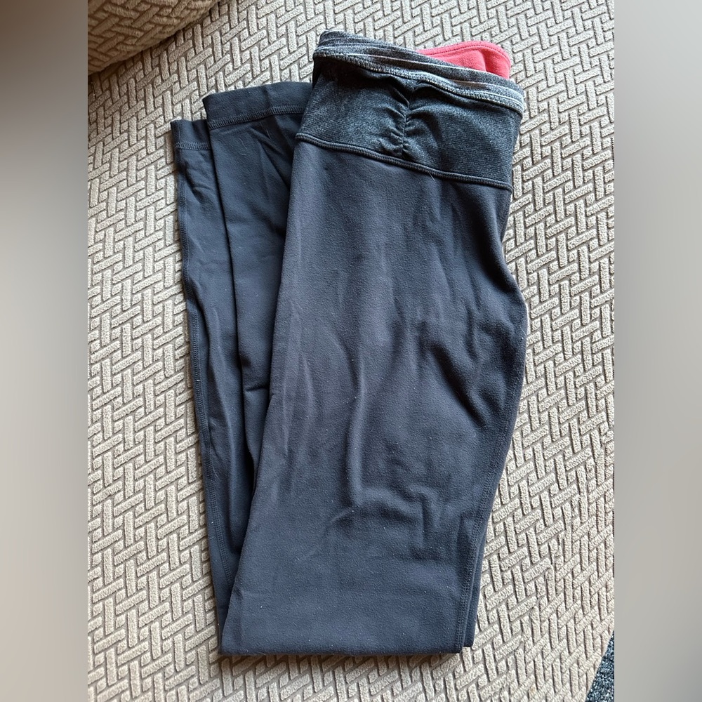 lululemon athletica Black Leggings with Red Detail